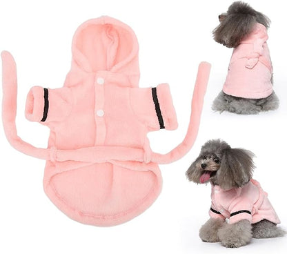 Dog Bathrobe Towel, Dog Drying Coat with Waistband Pink Pet Hooded Robe Puppy Hooded Pajama Bathrobe Dog Bath Robe for Drying Dogs(M)