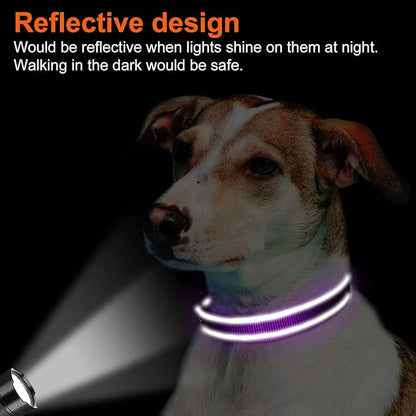 Joytale Reflective Dog Collar, Soft Neoprene Padded, Metal D-Ring, Nylon Pet Collar Adjustable for Puppy and Small Dogs, Purple, XS