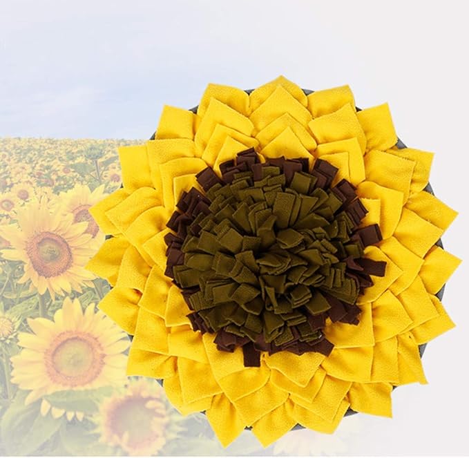 Snuffle Mat for Dogs, Dog Feeding Mat, Dog Puzzle Toys, for Encourgaing Natural Foraging Skills for Cats Dogs (Sunflower) (A)