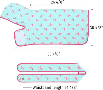 HDE Dog Bathrobe Super Absorbent Quick Drying Puppy Towel Wrap Coat Adjustable After Bath Robes with Hood for Dog Sizes S-XXL Flamingos XL