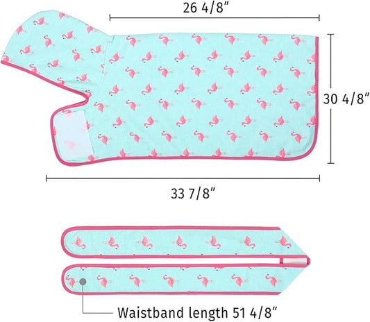 HDE Dog Bathrobe Super Absorbent Quick Drying Puppy Towel Wrap Coat Adjustable After Bath Robes with Hood for Dog Sizes S-XXL Flamingos XL
