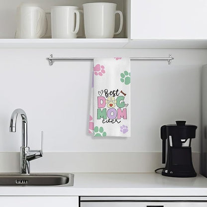 Dog Mom Gifts Kitchen Towels, Dog Lovers Owners Gifts for Women, Colorful Dogs Paws Hand Towels for Bathroom, 16x24 Inches