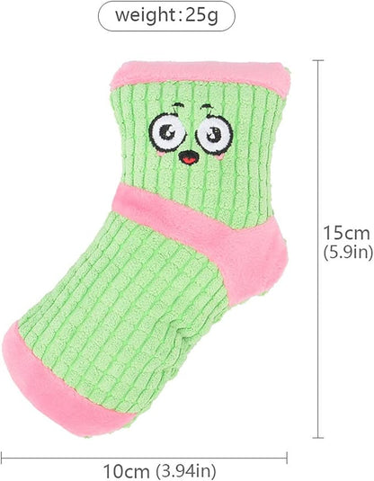 Squeaky Dog Toys, Pet Funny Stuffed Plush Cute Socks Birthday Gift Chew Toys for Small Medium Dogs(Pink White)