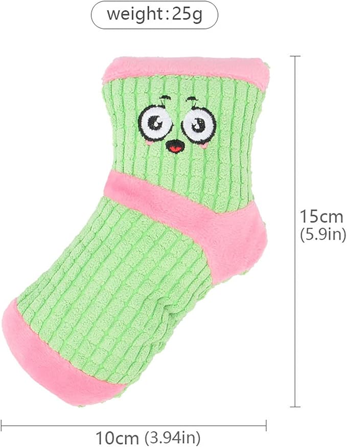 Squeaky Dog Toys, Funny Dog Toys Stuffed Plush Dog Toy, Cute Socks Dog Birthday Gift Dog Chew Toys Pet Toys for Small Medium Dogs(White Pink)