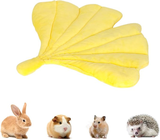 Rabbit Bed Rabbit Pad All-Season Soft Leaf-Shaped Small Pet Bed - Comfortable Breathable Guinea Pig Pad for Guinea Pigs, Rabbits, Chinchillas, Ferrets, Hedgehogs (Yellow Ginkgo Leaf)