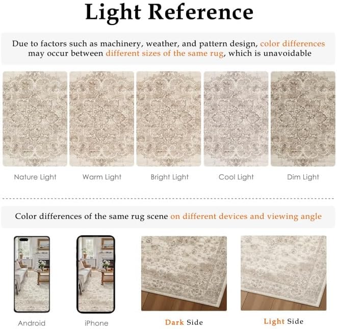 Washable Runner Rug 2x6 for Hallway Beige Neutral Vintage Long Carpet Soft Low Pile Non Slip Throw Rug Floral Distressed Accent Rug for Entryway Bathroom Office Laundry Dining Room