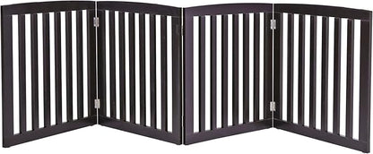 ZENY Freestanding Pet Gate for Dogs - 4 Panels Indoor Foldable Dog Fence for Stairs, Hallways, or Doorways - 82x24-Inch Freestanding Dog Gates, Brown