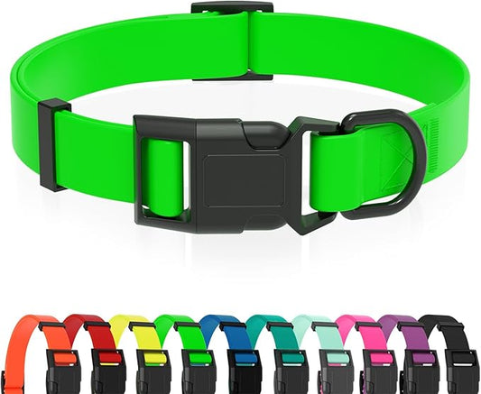 Waterproof Dog Collar, Easy to Clean Rubber Dog Collars with Quick Release Buckle Fits Small Medium or Large Dogs (Green, S (9.5-14.1 inch))