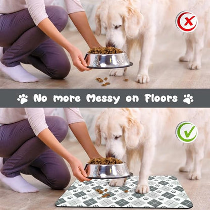 Dog Food Mats for Floors Waterproof, Dog Cat Water Bowl Mats Pet Feeding Absorbent Mat Dog Cat Pet Placemats for Food and Water Paw 16 * 24 inch