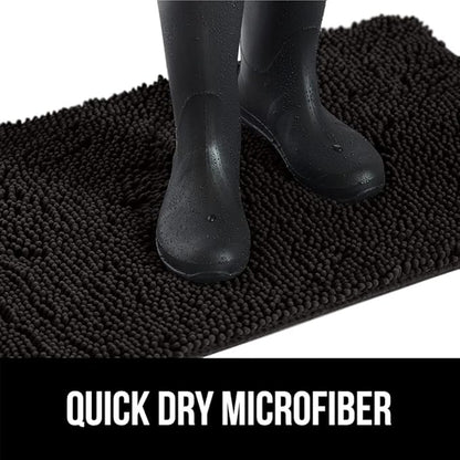 GORILLA GRIP SoakSTOPPER Dog Door Mat, 60x36 Machine Washable Rug Absorbent Doormat Captures Moisture Mud Dirt, Quick Dry Soft Chenille Entryway Rugs Indoor Entrance Mats for Dog Paws, Black