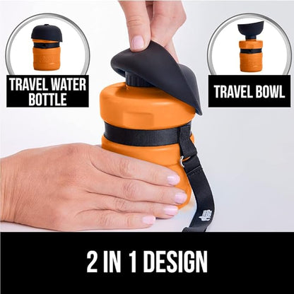 GORILLA GRIP Dog Water Bottle, Portable Water Bowl Dispenser for Dogs, 12 oz Leak Proof Pet Travel Squeeze Bottles, Food Grade Silicone, To Go Puppy Essentials, Hiking Camping Trip Accessories, Orange