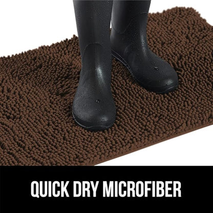 GORILLA GRIP SoakSTOPPER Dog Door Mat, 60x36 Machine Washable Rug Absorbent Doormat Captures Moisture Mud Dirt, Quick Dry Soft Chenille Entryway Rugs Indoor Entrance Mats for Dog Paws, Brown