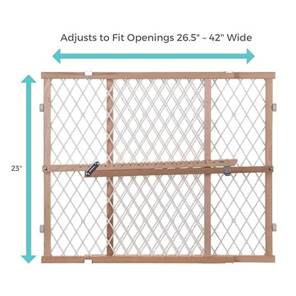 Toddleroo by North States - Diamond Mesh Wooden Baby Gate: Pressure Mounted Baby Gate for Doorways - Adjustable 26.5 to 42 Inches Wide - 23 Inches Tall