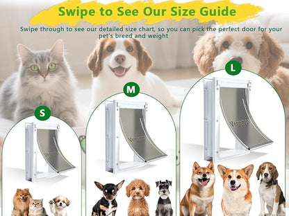 Pet Door Dog Door Easy Install - Wood & PVC Doors & Walls，Cat Door Free Movement & Strong Magnetic Auto-Close & Sliding Lock,Telescoping Frame,5 3/4" x 9 1/3" for Small Dogs Cats Up to 15 lb