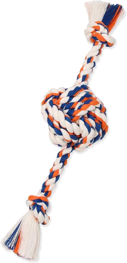 Mammoth Pet Products Flossy Chews Color Monkey Fist Ball with Rope Ends, Small, 13-Inch, MultiColored (20090F)