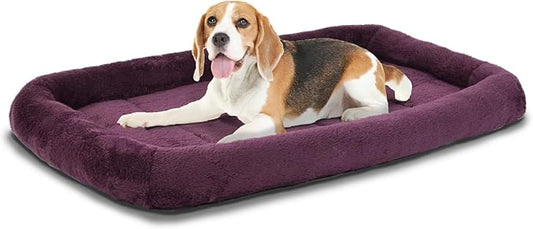 Patas Lague Bolster Dog Bed for Small Dogs 24''x18'', Soft Warm Foam Pet Sofa Bed, Machine Washable Pet Cat Crate Mat for Small Breeds, Taupe