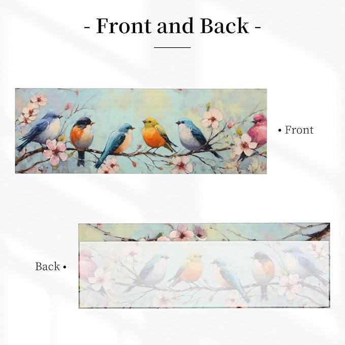 Spring Floral Bird Curtain Valance Short Rod Pocket Window Treatment for Living Room Bedroom Kitchen Bathroom 1 Panel 54" W x 18" L