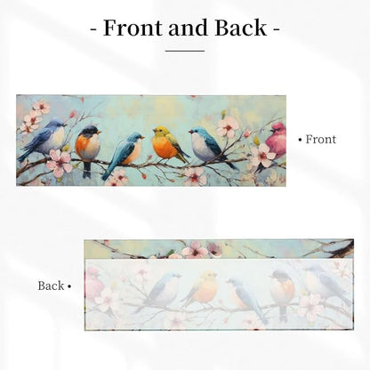 Spring Floral Bird Curtain Valance Short Rod Pocket Window Treatment for Living Room Bedroom Kitchen Bathroom 1 Panel 54" W x 18" L