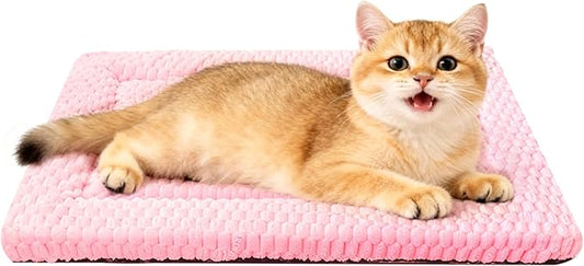 Dog Bed Mat,Reversible & Ultra Soft Kennel Pad-Machine Washable Pet Bed for Dogs & Cats-All-Weather Crate Liner for Crates,Carriers & Travel (Pink, 18" L x 14" W x 1.5" Th)