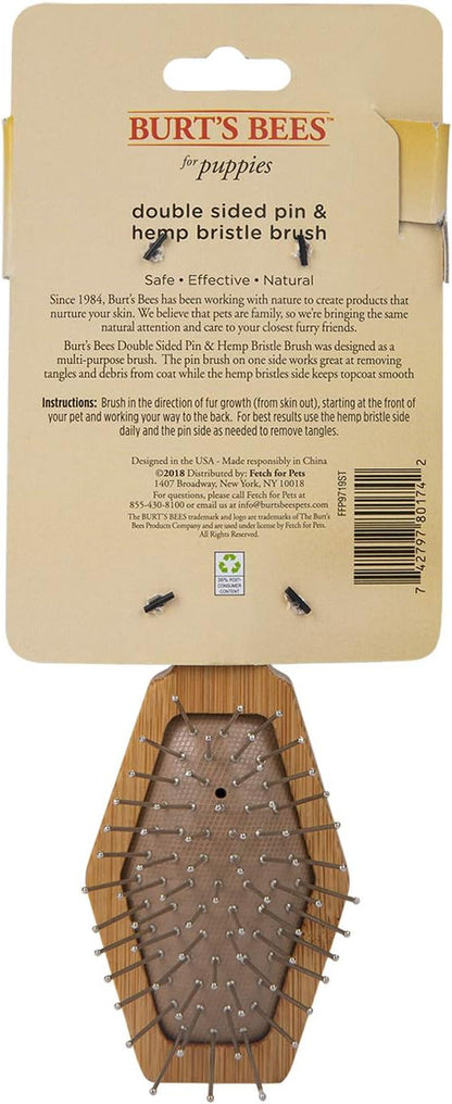 Burt's Bees for Pets Double Sided Pin & Hemp Bristle Dog Brush | Best All-Purpose Dog Brush To Reduce Shedding Great for All Small Dogs And Puppies (Pack of 1)