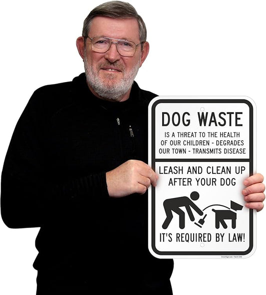 SmartSign "Dog Waste Is A Threat, Leash And Clean Up After Your Dog" Sign | 12" x 18" Aluminum