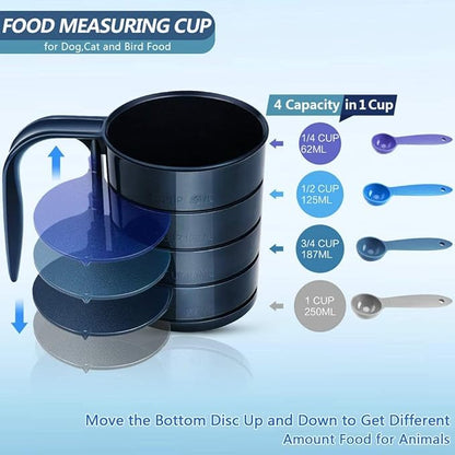 Dog Food Scoop Pet Food Scoops for Dogs 4 Capacity Cup in 1 Cup Measuring Scoop for Pets Dog Cat and Bird Solid Food (Includes 1/4 C 1/2 C 3/4 C 1 CUP)