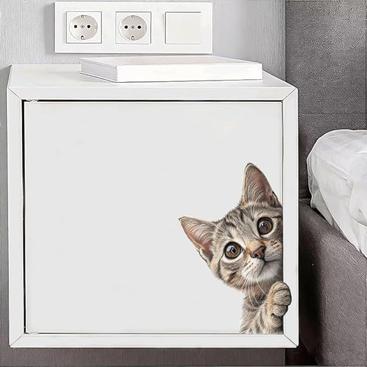 Peeping Cat Door Decal - Funny Removable Vinyl Sticker for Glass Door & Window, Cute Animal Privacy Wall Art, Waterproof Home Decor for House, Apartment Z-115