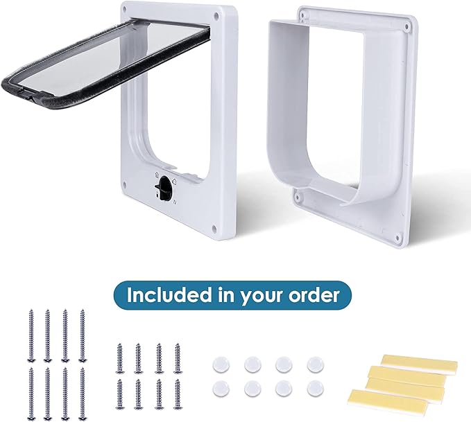 Upgraded Version - Cat Doors Flapp (for Cat up to 23.6lb), Magnetic Pet Door with 4 Way Locking for Interior Exterior Doors, Weatherproof Gate, Easy Installation