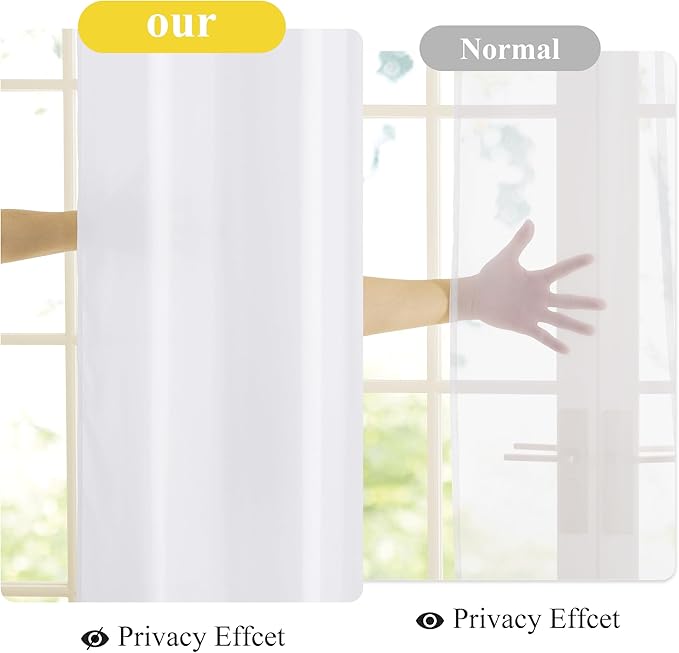 NICETOWN White Privacy Sheer Long Curtains 96 Inch Length for Bedroom Living Room 2 Panels Set Non-See-Through Semi Sheer Curtains Light Filtering Window Drapes, 42" W