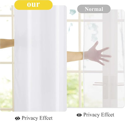 NICETOWN White Privacy Sheer Long Curtains 78 Inch Length for Bedroom Living Room 2 Panels Set Non-See-Through Semi Sheer Curtains Light Filtering Window Drapes, 52" W