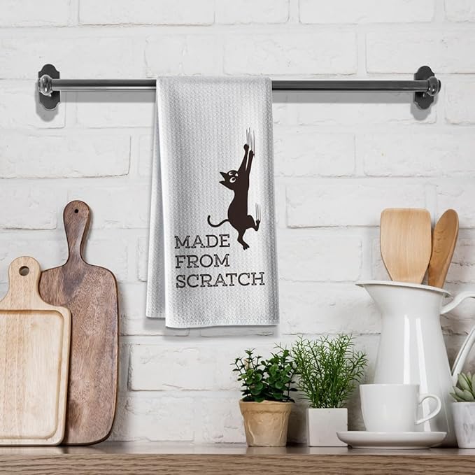 Funny Cat Kitchen Towels-Funny Joked Absorbent Tea Towel DéCor,Gifts for Cats Owner Mom Hostess Women New Home Housewarming Mama on Mother's Day,Birthday,Christmas,Thanksgiving16 x 24"