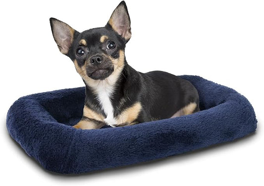 Patas Lague Bolster Dog Bed for Extra Small Dogs 16''x12'', Soft Warm Foam Pet Sofa Bed, Machine Washable Pet Cat Crate Mat for Toy Breeds, Navy Blue