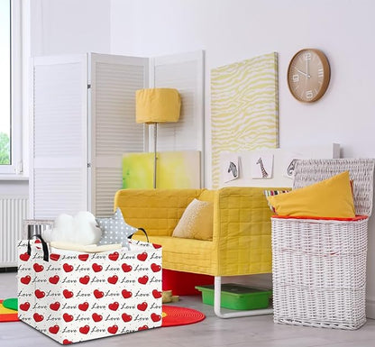 Rectangular Storage Basket Empty,Storage Bin with Handles,Room Decor,Gift Basket,Book Box(Heart)