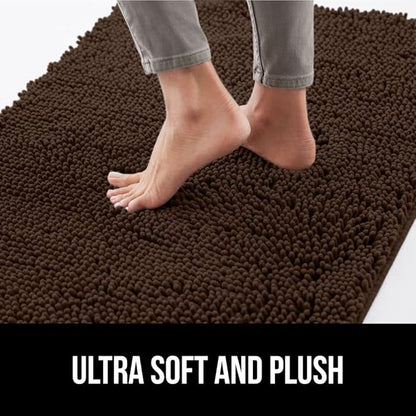 GORILLA GRIP SoakSTOPPER Dog Door Mat, 36x24 Machine Washable Rug Absorbent Doormat Captures Moisture Mud Dirt, Quick Dry Soft Chenille Entryway Rugs Indoor Entrance Mats for Dog Paws, Brown