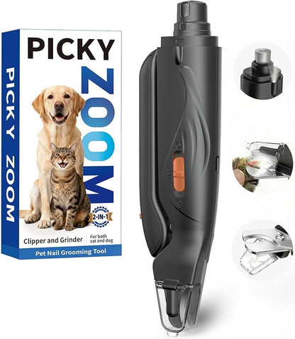 2-in-1 Dog & Cat Nail Clippers and Grinder with Light – Safety Guard to Avoid Overcutting, Sharp Blade, Painless Quiet Pet Nail Claw Trimmers, Professional Grooming Tool for Large Small Pets