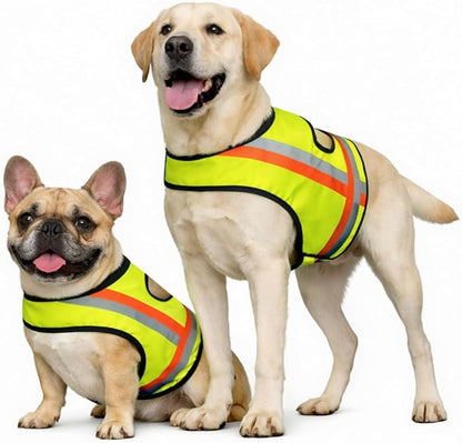Miyake Reflective Dog Vest, High Visibility Dog Safety Vest for Night Walking, Dog Hunting Vest for Outdoor, Hi-Vis Fluorescent Yellow