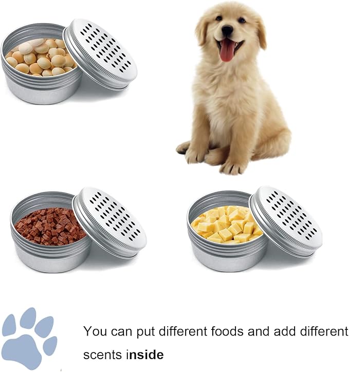 12 Pack Dog Pet Scent Training Box,Magnets Dogs Cat Scent Work tins,Dog Nose Work containers, Smell Metal Kit for Dogs Training, Pet Aluminium Tins