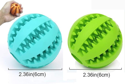 Sunglow 2 Pack Dog Toy Ball - Nontoxic Bite Resistant Teething Toys for Small/Medium/Large Dog and Puppy Cat, Dog Pet Food Treat Feeder Chew Tooth Cleaning Exercise Game IQ Training