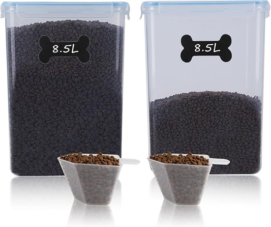 Geyecete 2 PC [8.5L/287 Oz] large food storage containers Extra Large dog Food Storage Containers with Airtight Lids Can hold 8 pound for each-Blue