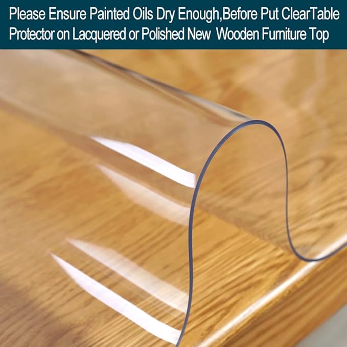 PVC Tablecloths Clear Plastic 32x86.6 Inch Table Protector Vinyl Transparent Floor Screen Protection for Dining Room Coffee Bar End Side Tabletop Protectcor Work Computer Desktop Ptotective Easy Clean