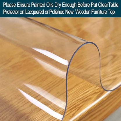 14x55 Clear PVC Table Protector Cover Clear Tablecloth Vinyl Plastic Desk Pad Mat for Wood Kitchen Coffee Writing Table Waterproof Rectangular Table Pads for Dining Room Table 1.5mm Thick Waterproof