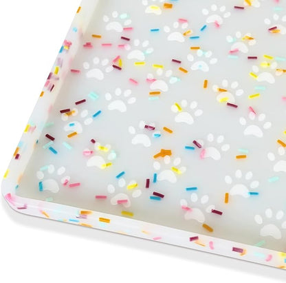 Ptlom Dog Food Mat Anti-Slip Dog Bowl Mats for Food and Water, Waterproof Pet Placemat Prevents Messy Spill to Floor, Silicone Puppy Feeding Tray for Small, Medium and Large Dogs Cats