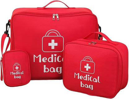 Red First Aid Bag Empty 1st Aid Bag Medical Travel Case Emergency Storage Compact Medicine Bags for Car Office Kitchen Sport Outdoors Camping Hiking Pet (Red L)