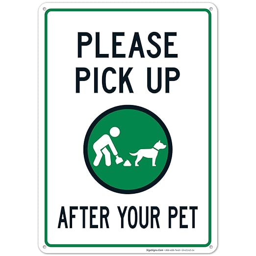 Clean Up After Your Dog Sign, Please Pick Up After Your Pet Sign, 10x14 Inches, Rust Free .040 Aluminum, Fade Resistant, Made in USA