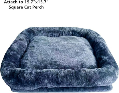 SHENGOCASE Cat Tree Tower Accessories Replacement Parts Top Cushion Bed Cover for Cat Perch with Elastic Band (15.7" x 15.7", Grey)