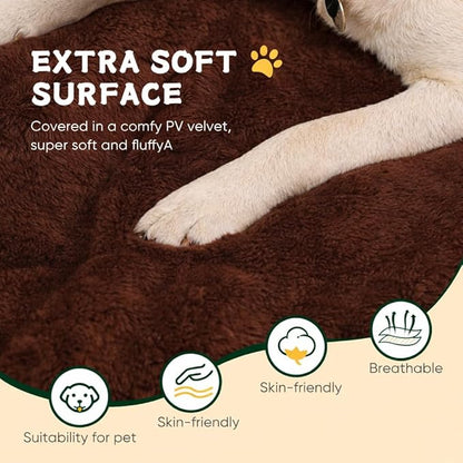 Dog Crate Pad Washable, Plush Anti-Slip Crate Mat for Medium Dogs, Cushioned Kennel Pad for Metal Dog Kennels, 30 x 20 Inch, Brown
