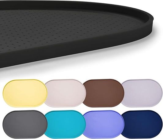 Hubulk 100% Waterproof Silicone Pet Feeding Mat with Raised Edge for Food and Water, Dog Bowl Mats, Cat Bowls Placemat with High Lip Protects Floor for Cats and Dogs (Black, 32" L x 24" W)