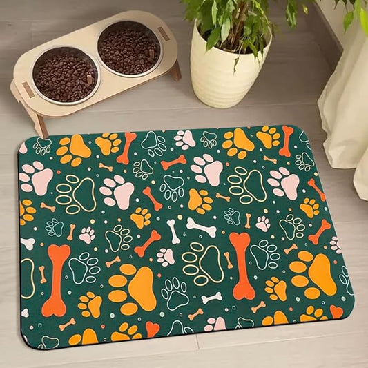 Dog Food Mats for Floors Waterproof, Dog Cat Water Bowl Mats Pet Feeding Absorbent Mat Dog Cat Pet Placemats for Food and Water Bone 24 * 32 inch