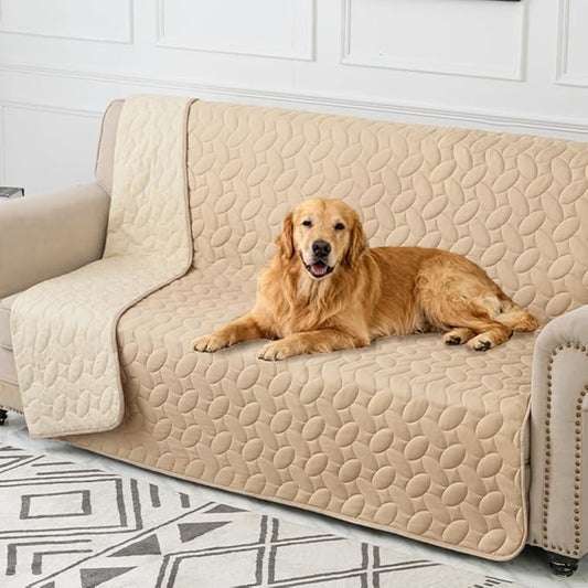 Ameritex Pet Bed Cover Dog Bed Blanket for Sofa and Furniture Waterproof New Pattern Design (68x82 Inch, Beige)