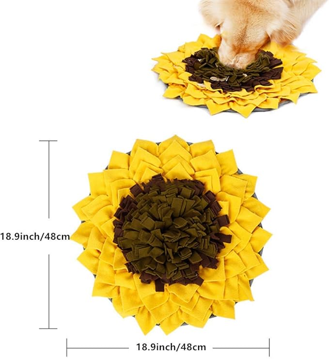 Snuffle Mat for Dogs, Dog Feeding Mat, Dog Puzzle Toys, for Encourgaing Natural Foraging Skills for Cats Dogs (Sunflower) (A)
